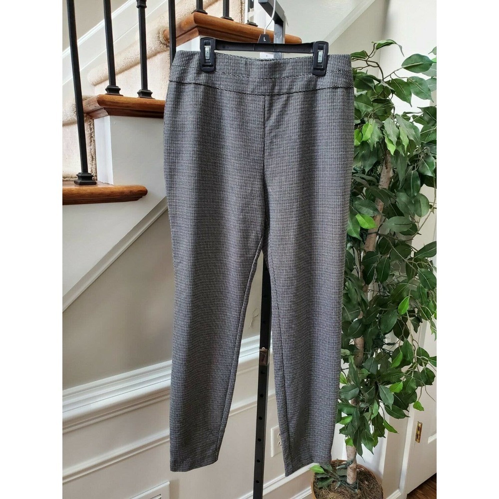 7th Avenue Women White/Black Polyester Mid Rise Skinny Legs Dress Pants Size M